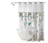 Rideau de douche double couche, imperméable et résistant à l'humidité, grand anneau en polyester pour séparation de salle de bain (C)