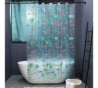 Rideau de Douche en Forme de Poisson du Monde sous-Marin, Rideaux de Douche océaniques, Rideaux de Douche imperméables en EVA Transparent pour Salle de Bain avec Crochets, Rideaux de Douche Mignons