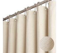 Rideau de douche en lin de qualité supérieure - 240 x 200 cm - Imperméable - Anti-moisissure - Pour salle de bain - Beige - 180 x 200 cm