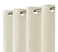 Rideau de Douche en Lin Texturé avec Revêtement Imperméable, Œillets Larges, 230GSM Rideaux Baignoire Tissu Rideau Salle de Bain Lourd, Ourlet Lesté, Lavable, Installation Facile, 183x191cm, Crème