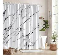 Rideau de Douche en marbre, Blanc avec veines Noires, Design Luxueux, idéal pour la décoration de Salle de Bain pour Salle d'eau, Baignoire ou Cabine de Douche 70x190cm/Largeur x Hauteur