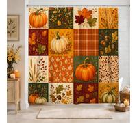 Rideau de douche en patchwork de citrouilles d'automne 183 x 213 cm