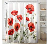 Rideau de douche en polyester imperméable avec crochets, imprimé floral marin et végétal, avec motif de peinture à l'huile, pour baignoire et salle de bain (70 x 181 cm / 28 x 71 pouces (L x H)).