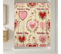 Rideau de douche en polyester imperméable avec motif cœur et anges romantiques pour la Saint-Valentin, 137 x 198 cm