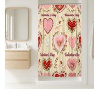 Rideau de douche en polyester imperméable avec motif cœurs et anges romantiques pour la maison, la salle de bain, l'hôtel, 91,4 x 183 cm