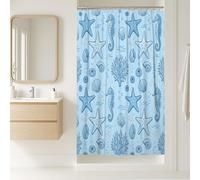 Rideau de douche en polyester imperméable, motif hippocampes, étoile de mer nautique, corail, bleu d'été, décoration pour salle de bain, chambre d'amis, 91,4 x 183 cm