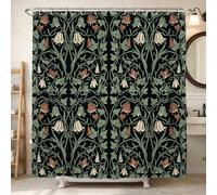 Rideau de douche en polyester imperméable pour salle de bain, baignoire, appartement, décoration d'appartement, 183 x 213 cm, motif campanule botanique, vert printemps
