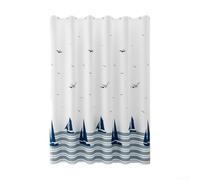 Rideau de douche en polyester robuste pour salle de bain - Imperméable et anti-moisissure - Séparateur pour la maison, la chambre à coucher, le salon - 180 x 180 cm - Bleu/blanc