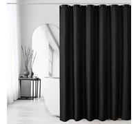 Rideau de Douche en Polyester Solide 83x182cm/Largeur x Hauteur Rideaux de Bain imperméables en Tissu avec 12 Crochets en Plastique pour pièces humides, Salle de Bain - Noir