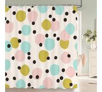 Rideau de Douche en Tissu à Motifs géométriques Simples et colorés 70x140cm/l x H Rideaux de Salle de Bain Ronds en mosaïque imperméables avec Crochets