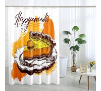 Rideau de douche en tissu imperméable avec crochets - Motif tarte à la citrouille - Orange automne festival d'automne vintage - Décoration de salle de bain - Avec crochets - 157 x 183 cm