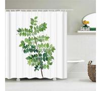 Rideau de Douche en Tissu imperméable, imprimé Feuilles Vertes fraîches, Rideau de Salle de Bain, décoration en Polyester, écran de Bain 83x182cm/Largeur x Hauteur