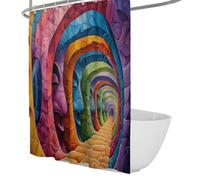 Rideau de Douche en Tunnel Abstrait, Motif de Visage surréaliste Labyrinthe Rideau de Douche en Tissu, décoration psychédélique colorée de Salle de Bain, Polyester imperméable 200 x 220 cm