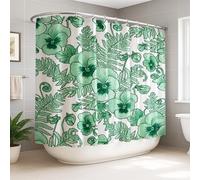 Rideau de douche extra large en polyester imperméable pour salle de bain et chambre d'amis Motif feuilles de fougère botanique Vert 274 x 183 cm