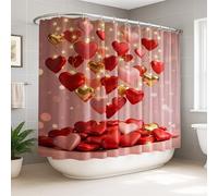 Rideau de douche extra large en tissu imperméable avec ficelles romantiques et bulles pour la Saint-Valentin, décoration pour salle de bain, dortoir, 274 x 183 cm, rouge