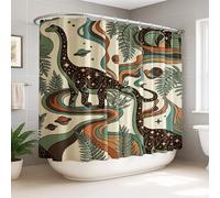 Rideau de douche extra large en tissu imperméable avec motif dinosaure inspiré de la nature, planète fougère, été, vert, décoration pour salle de bain, dortoir, 274 x 183 cm