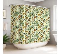 Rideau de douche extra large en toile bio rustique à motif de feuille d'olivier vert d'été lavable avec crochets pour salle de bain, décoration de chambre d'amis 274 x 183 cm