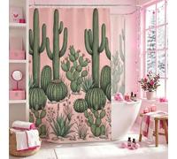 Rideau de douche extra large, motif cactus tropical, bohème, fleurs succulentes, pêche d'été, lavable avec crochets, pour salle de bain, salle de bain, décoration d'hôtel, 274 x 183 cm