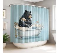 Rideau de douche extra large, motif canard fantaisiste et ludique, bleu clair, lavable avec crochets, décoration pour salle de bain, dortoir, 274 x 183 cm