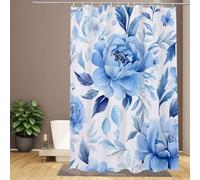 Rideau de Douche Extra Long 90 x 200 cm, Motif Floral, doré, imperméable, séchage Rapide, Lavable, en Polyester Doux, avec Crochets et Ourlet lesté, idéal pour la Maison, l'hôtel ou Les salles d'eau,