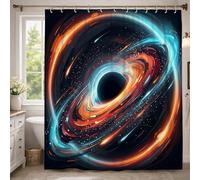 Rideau de douche extra long en polyester imperméable avec trou noir, motif cosmique abstrait, galaxie, tourbillons d'été, bleu, décoration pour salle de bain, dortoir, 183 x 243 cm