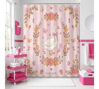 Rideau de douche extra long en polyester imperméable, motif canard, fleurs, papillons, pêche printanière, pour salle de bain, décoration d'hôtel, 183 x 243 cm