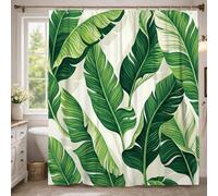 Rideau de douche extra long en polyester imperméable, motif feuilles tropicales, feuillage botanique tropical, vert d'été, pour salle de bain, décoration de chambre d'amis, 183 x 243 cm