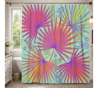 Rideau de douche extra long en polyester imperméable pour salle de bain, baignoire, appartement, motif palmier, tourbillon de fougère tropicale, turquoise, 183 x 243 cm