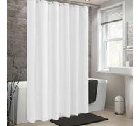 Rideau de douche extra long en polyester résistant à la moisissure lavable en machine avec crochets pour baignoire Blanc 180 x 210 cm