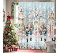 Rideau de douche extra long en toile avec crochets pour salle de bain, baignoire, appartement, décoration d'appartement Motif casse-noisette 183 x 243 cm