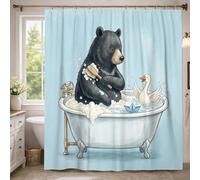 Rideau de douche extra long en toile avec crochets pour salle de bain, décoration de chambre d'amis - Bleu clair - 183 x 243 cm
