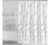 Rideau de douche extra long résistant à la moisissure motif 3D plantes d'automne 240 x 200 cm Rideau de douche lavable en polyester avec 12 crochets pour salle de bain