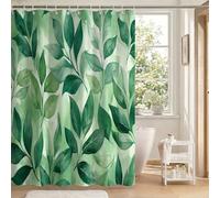 Rideau de Douche Feuilles Vertes, Rideau Douche 180x200 cm, Rideaux de Baignoire Résistant Imperméable en Tissu Polyester avec 12 Crochets Ourlet Lesté, Lavable en Machine, Séchage Rapide, Usine w-G33