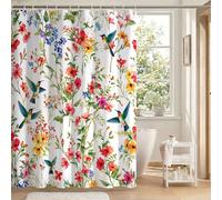 Rideau de Douche Fleur, Rideau Douche 120x150 cm, Rideaux de Baignoire Résistant Imperméable en Tissu Polyester avec 12 Crochets Ourlet Lesté, Facile à Installer, Lavable en Machine, Oiseau w-G304