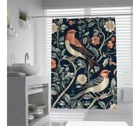 Rideau de douche floral bohème rideaux de douche ferme en forme feuille d’oiseau mignons pour salle de bain décor de salle de bain en polyester vintage country style décor avec crochets 120x180cm