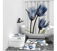 Rideau de douche Floraweg, fleurs tulipes et roses, anti-moisissure, 12 crochets, imperméable, lavable, polyester, 180 x 200 cm