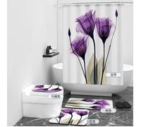 Rideau de douche Floraweg, fleurs tulipes et roses, anti-moisissure, 12 crochets, imperméable, lavable, polyester, 180 x 200 cm