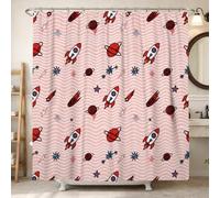 Rideau de douche fusée, planète ludique, étoile sans pêche, tissu polyester imperméable pour salle de bain, baignoire, appartement, décoration 183 x 183 cm