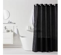 Today Rideau de douche gauffré Polyester 180 x 200 cm Noir 12 crochets Utility