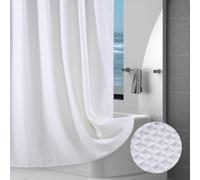 Rideau de Douche Gaufre 256GSM Polyester Tissu Rideau Salle de Bain Lourd avec Ourlet Alourdi, Revêtement Imperméable, Bloque l’Infiltration d’Eau, Séchage Rapide, Lavable, 183x214cm, Blanc