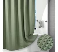 Rideau de Douche Gaufre 256GSM Polyester Tissu Rideau Salle de Bain Lourd avec Ourlet Alourdi, Revêtement Imperméable, Bloque l’Infiltration d’Eau, Séchage Rapide, Lavable, 183x183cm, Vert Sauge