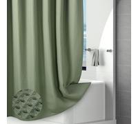 Rideau de Douche Gaufre 256GSM Rideaux de Baignoire Tissu Polyester Lavable en Machine Rideau Salle de Bain Imperméable avec Ourlet Alourdi, Séchage Rapide, Facile d’Entretien, 183x214cm, Vert Sauge