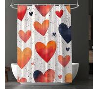 Rideau de Douche Géométrie, Rideau Douche 240 x 200 cm Iavable Machine, avec 12 Crochets, Sans Percage, Pliable, Ourlet lesté Tissus Imperméable, pour Décoration Salle de Bain, Rideaux, Amour D-7900