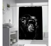 Rideau de Douche Gorille contemplatif avec Main sur Le Front Rideaux de Baignoire Rideaux de Baignoire en Noir et Blanc Rideau de Bain Portrait Polyester imperméable 200 x 220 cm