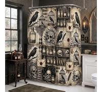 Rideau de douche gothique motif tête de mort corbeau 274 x 183 cm