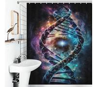 Rideau de douche Human DNA in The Space V2, imperméable et anti-moisissures, 100 % polyester, tissu moderne, ensemble de décoration de salle de bain avec crochets, 143 x 180 cm (56,30 x 70,87 pouces)