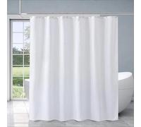 Rideau de douche imperméable blanc simple pour salle de bain, 240 x 160 cm, durable, résistant à l'eau, rideau de bain pour maison/hôtel avec anneaux, facile à nettoyer