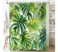 Rideau de Douche imperméable et Anti-moisissure à Motif de Plantes Tropicales, décoration d'intérieur, séparateur de Salle de Bain, Style Naturel et Frais (70 x 215 cm/l x H)