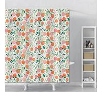 Rideau de Douche imperméable Fleurs Feuilles Salle de Bain Rideau de Douche avec Crochets Polyester Tissu Bain Rideau de Douche décor 90x200cm(WxH)