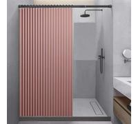 Rideau de douche imperméable pliable beige 100 x 200 cm avec crochets anti-moisissure et anti-éclaboussures avec poids magnétiques pour une utilisation facile et un séchage rapide